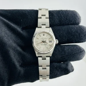 Rolex Oyster Perpetual Date Silver Stick Dial on Oyster Bracelet Ref 79190