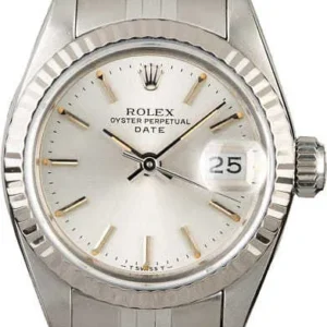 Rolex Datejust Lady Silver Stick Dial on Jubilee Ref 69174 with Papers 1997