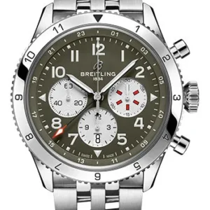 Breitling Super AVI B04 Chronograph GMT Green Dial on Bracelet Ref AB04452A1L1A1 with Card 2026