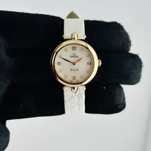 Omega De Ville Prestige White MOP Dial on Leather Ref 424.53.27.60.55.002 with Card