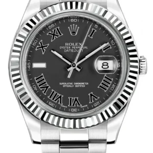 Rolex Datejust II Black Roman Dial on Oyster Ref 116334 with Card (Old Green) 2012