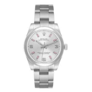 Rolex Oyster Perpetual Silver/Pink markers Dial on Oyster Ref 177200 with Card (Old Green) 2008