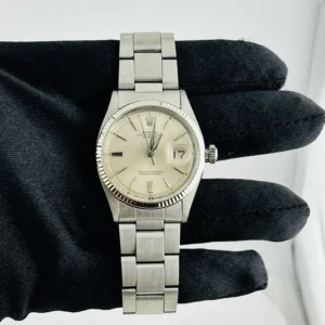 Rolex Datejust Silver Stick / Has Spots Dial on Folded Oyster Ref 1601