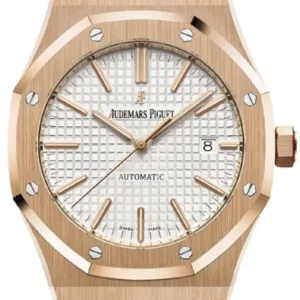 Audemars Piguet Royal Oak Selfwinding White Dial on Leather Strap Ref 15400OR.OO.D088CR.01 with Card 2019