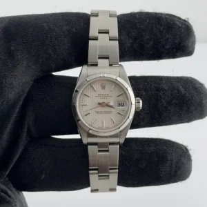Rolex Oyster Perpetual Date Silver Tapestry Dial on Oyster Ref 79190 with Card (Old Green) 2010