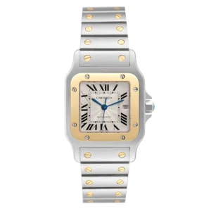 Cartier Santos Galbee White Roman Dial on 2-Tone Bracelet Ref 2961
