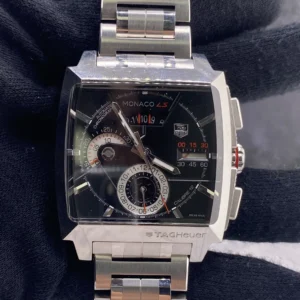 Tag Heuer Monaco LS Black Dial on Stainless Steel Bracelet Ref CAL2110.BA0781