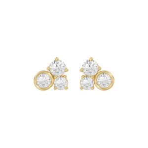 Classic 10K Yellow Gold Round Lab Grown Diamond Ladies Fashion Earring 3/4Ct (Color F-G -Clarity Vs1/Vs2)
