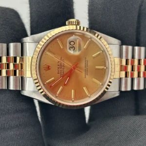 Rolex Datejust Champagne Stick Dial on D-Link Jubilee Ref 16233 with Papers 1996