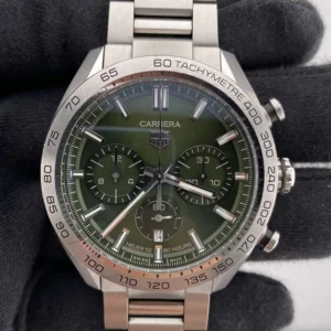 Tag Heuer Carrera Automatic Chronograph Green Dial on Bracelet Ref CBN2A10.BA0643 with Card 2020