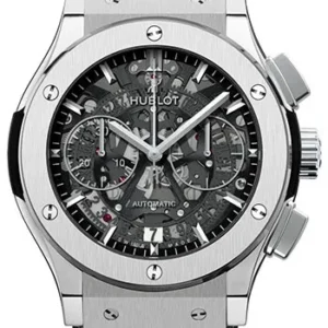 Hublot Classic Fusion Chronograph Skeleton Dial on Leather Strap Ref 525.NX.0170.LR with Card 2014
