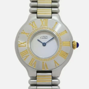 Cartier 21 Must de Cartier White Dial on 2-Tone Bracelet Ref 1340