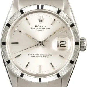 Rolex Oyster Perpetual Date Silver Stick / Has Spots Dial on Oyster Folded Ref 1501