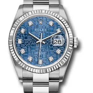 Rolex Datejust Blue Jubilee Diamond Factory Dial on Oyster Bracelet Ref 126234 with New Style Card (White) 2020