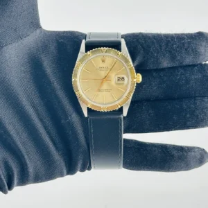 Rolex Datejust Turnograph Champagne Stick Dial on Generic Leather Band Ref. 1625