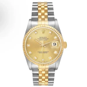 Rolex Datejust Champagne Diamond Dial on D-Link Jubilee Ref. 16233 with Papers 1995