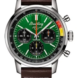 Breitling Top Time Green Dial on Leather Strap Ref. AB01762A1L1X1 with Card 2025