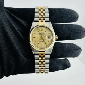 Rolex Datejust Champagne Hounds Tooth Dial on D-Link Jubilee Ref. 16233
