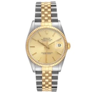 Rolex Datejust Champagne Stick Dial on D-Link Jubilee Ref. 16233 with Papers 1992
