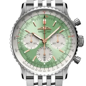 Breitling Navitimer B01 Chronograph Mint Green Dial on Bracelet Ref. AB0139211L1A1 with Card 2025