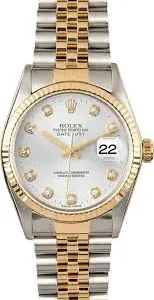 Rolex Datejust Silver Diamond Dial on D-Link Jubilee Ref. 16233G