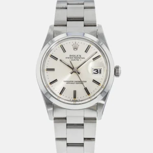 Rolex Oyster Perpetual Date Silver Stick Dial on Oyster Ref. 15000
