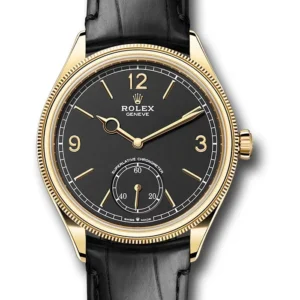 Rolex 1908 Black Dial on Leather Strap Ref. 52508 with New Style Card (green) 2024