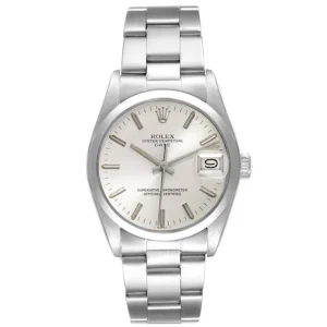 Rolex Oyster Perpetual Date Silver Stick Dial on Oyster Bracelet Ref. 15000