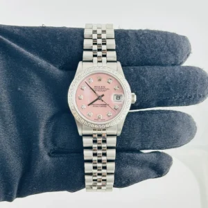Rolex Datejust AM Pink MOP Diamond Dial on D-Link Jubilee Bracelet Ref. 68240