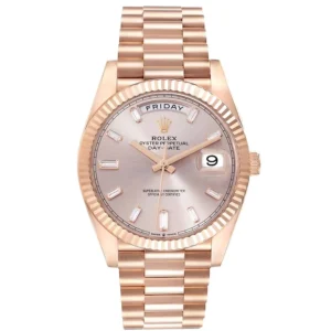 Rolex Day Date Sundust Baguette Dial on President Bracelet Ref. 228235 with New Style Card (White) 2017
