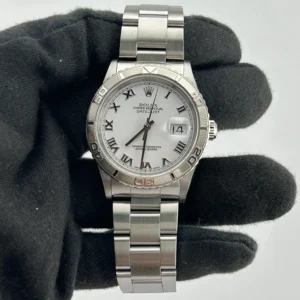 Rolex Oyster Perpetual DateJust White Roman Numerals Dial on Oyster Bracelet Ref. 16264 with Papers