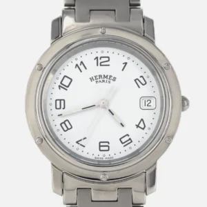 Hermes Clipper White Dial on Stainless Steel Bracelet Ref. CL4.210