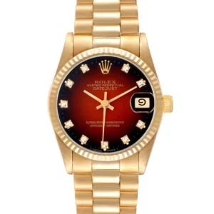 Rolex Datejust Red Hombre Dial on President Ref. 68278 with Papers 1989