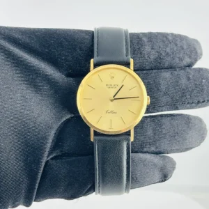 Rolex Cellini Champagne Stick Dial on Generic Leather Band Ref. 4112/8