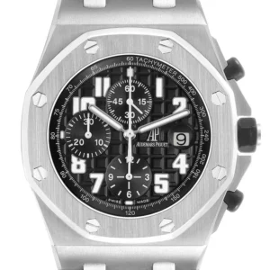 Audemars Piguet Royal Oak Offshore Black Arabic Chrono Dial on Black Leather Strap Ref. 26170ST with Papers 2012
