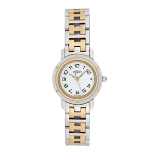 Hermes Clipper White Arabic Dial on 2-Tone Bracelet Ref. CL4.220