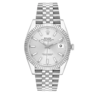 Rolex Datejust Silver Index Dial on D-Link Jubilee Bracelet Ref. 126334 with New Style Card (green) 2023