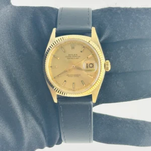 Rolex Datejust Champagne Stick Dial on Generic Leather Band Ref. 1601