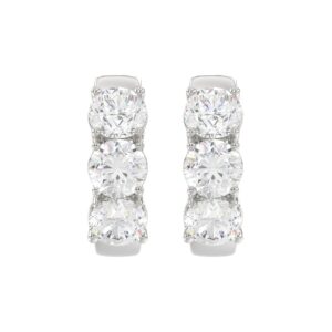 14K WHITE GOLD 3.00CT ROUND DIAMOND LADIES HOOP EARRINGS