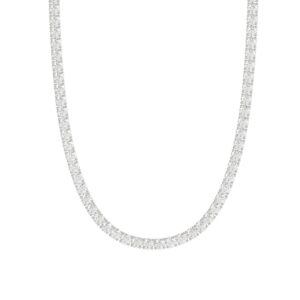 14K WHITE GOLD 7 3/4CT 18" ROUND DIAMOND LADIES TENNIS NECKLACE
