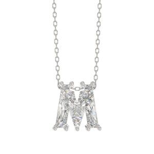 14K WHITE GOLD 1 5/8CT FANCY CUT ALPHABET DIAMOND LADIES PENDANT WITH CHAIN