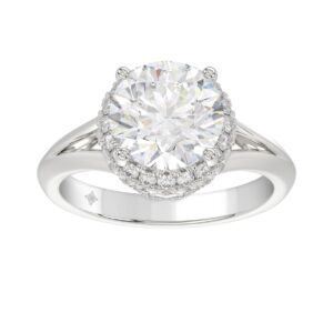 LADIES RING 3 3/8CT ROUND DIAMOND 14K WHITE GOLD (CENTER STONE ROUND DIAMOND 3CT )