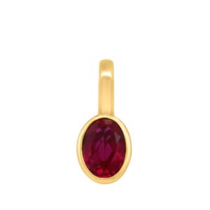 10K YELLOW GOLD 1.00CT OVAL RUBY DIAMOND LADIES PENDANT
