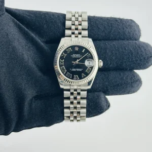 Rolex Datejust Black Concentric Roman Dial on Jubilee Hidden-Clasp Bracelet Ref. 178274 with Papers 2007