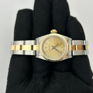 Rolex Oyster Perpetual 25mm Champagne stick Dial on Oyster Ref. 67193