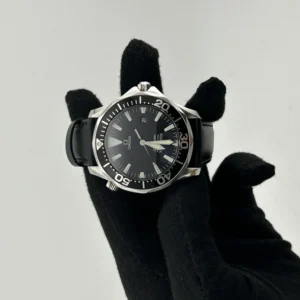 Omega Seamaster Diver 300 M Black Dial on Generic Black Leather Band Ref. 2264.5