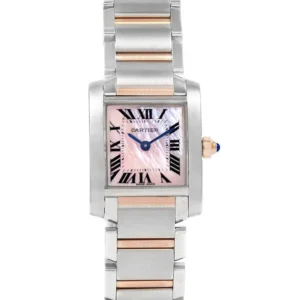 Cartier Tank Francaise Pink MOP / Roman Numerals Dial on 2Tone Rose Gold & Stainless Steel Bracelet Ref. W51027Q4 with Papers 2009