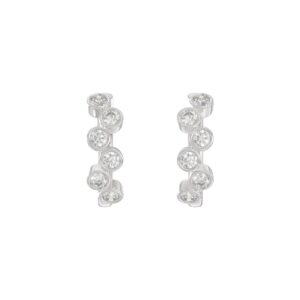 Elegant Ladies 10K White Gold 3/4Ct Round Lab Grown Diamond Fancy Hoop Earrings (Color F-G -Clarity Vs1/Vs2)