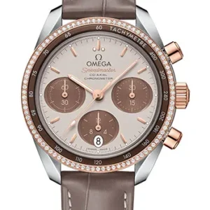 Omega Speedmaster Co-Axial Chronograph Cappuccino Dial on Leather Strap Ref. 324.28.38.50.02.002 with Card 2018