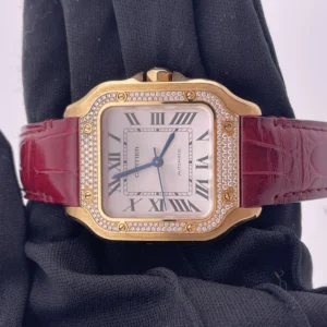 Cartier Santos de Cartier Silver Dial on Leather Strap Ref. WJSA0008 with Card 2021